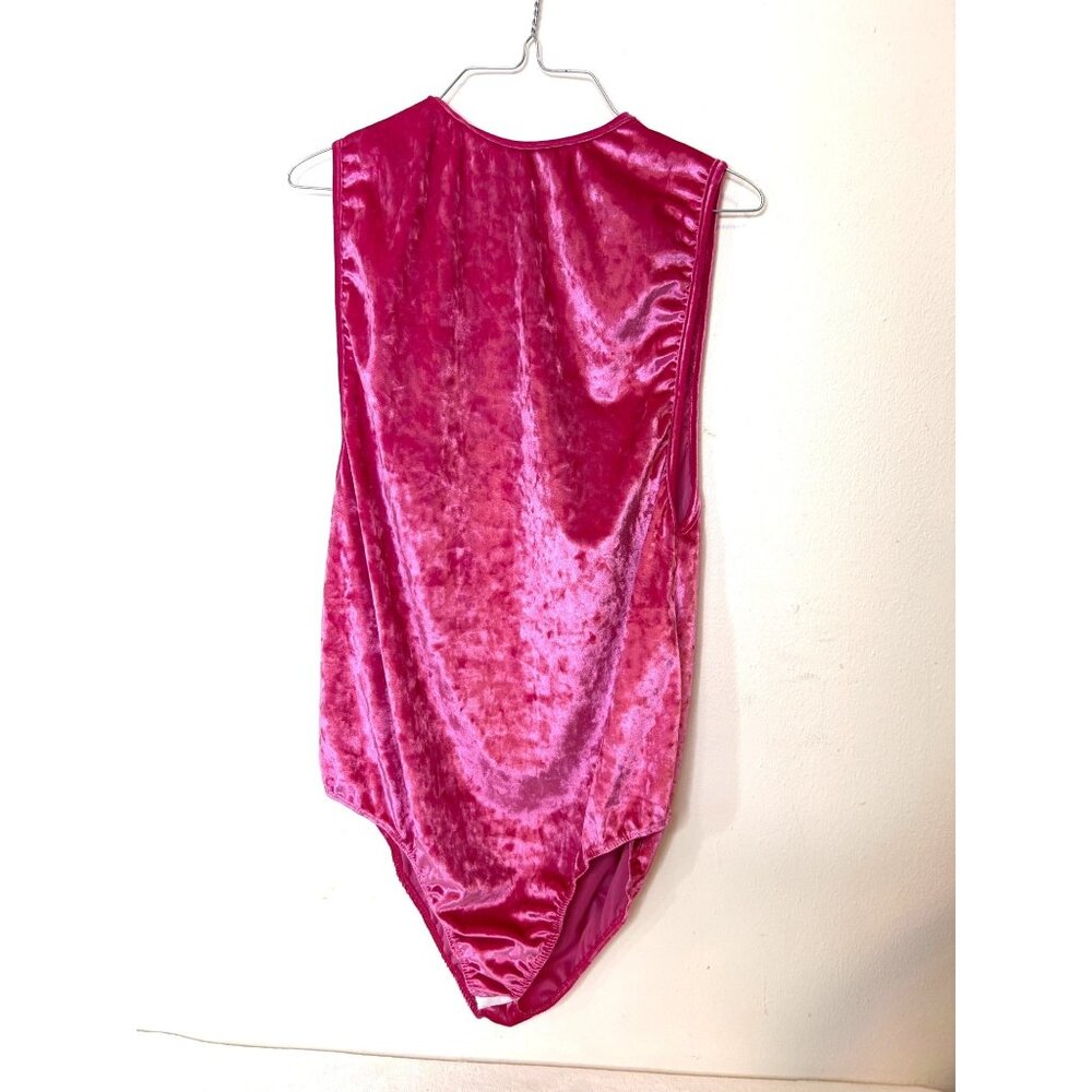 Rebdolls Hot Pink Crushed Velvet Sleeveless Bodysuit 3X Club Flattering
